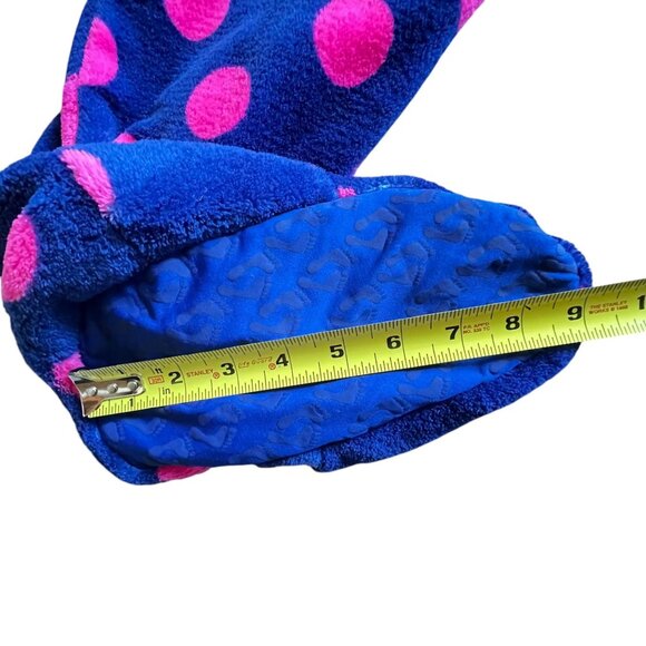 Footed Pajamas Hooded Purple Pink Polka Dot Fleece Zipper Closure Pocket Warm - Picture 14 of 16